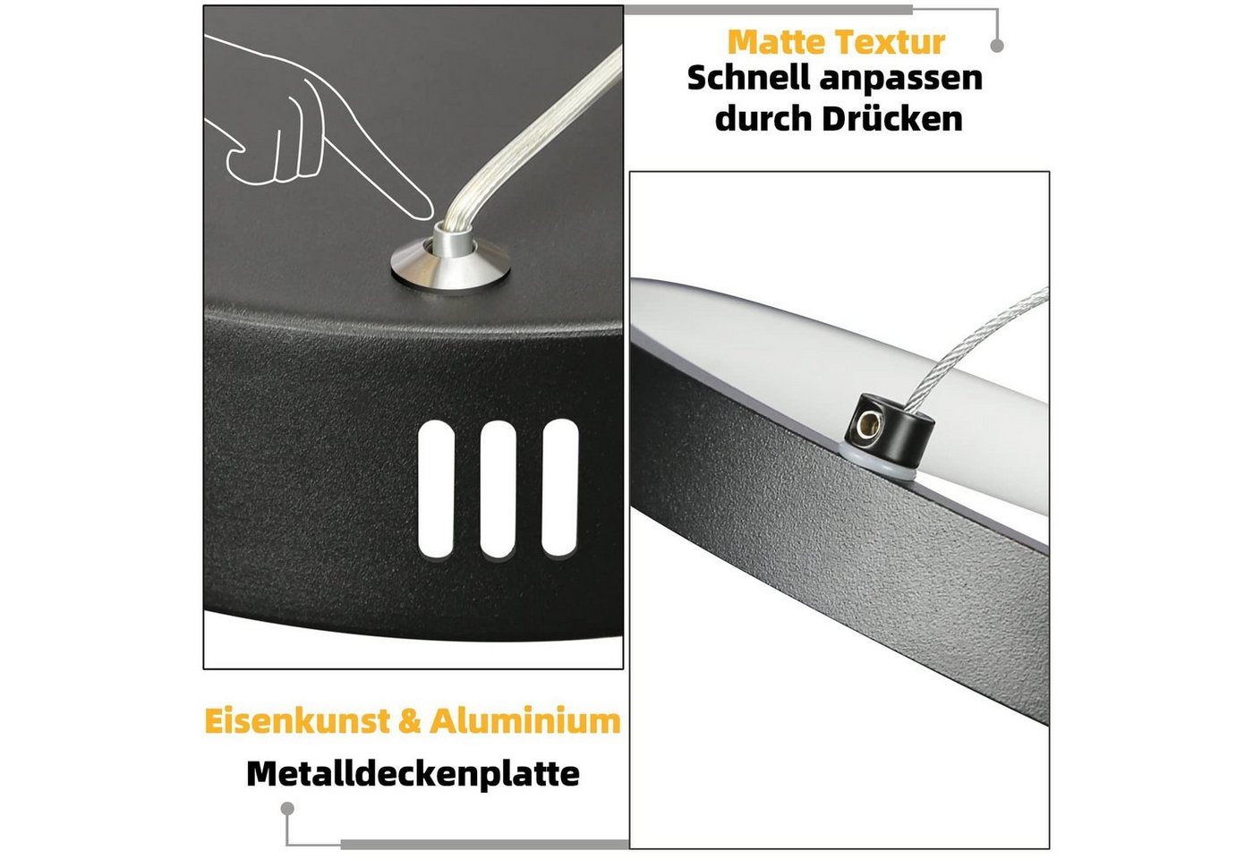 ZMH LED Pendelleuchte Esstisch 88 cm, 4-Ring Hängeleuchte und Hängelampe, dimmbar, LED fest integriert, warmweiß-kaltweiß, höhenverstellbar,mit Fernbedienung