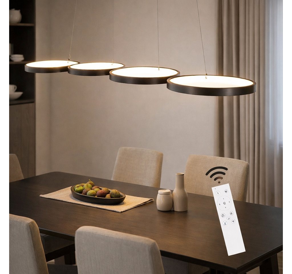 ZMH LED Pendelleuchte Esstisch 88 cm, 4-Ring Hängeleuchte und Hängelampe, dimmbar, LED fest integriert, warmweiß-kaltweiß, höhenverstellbar,mit Fernbedienung Bild 2