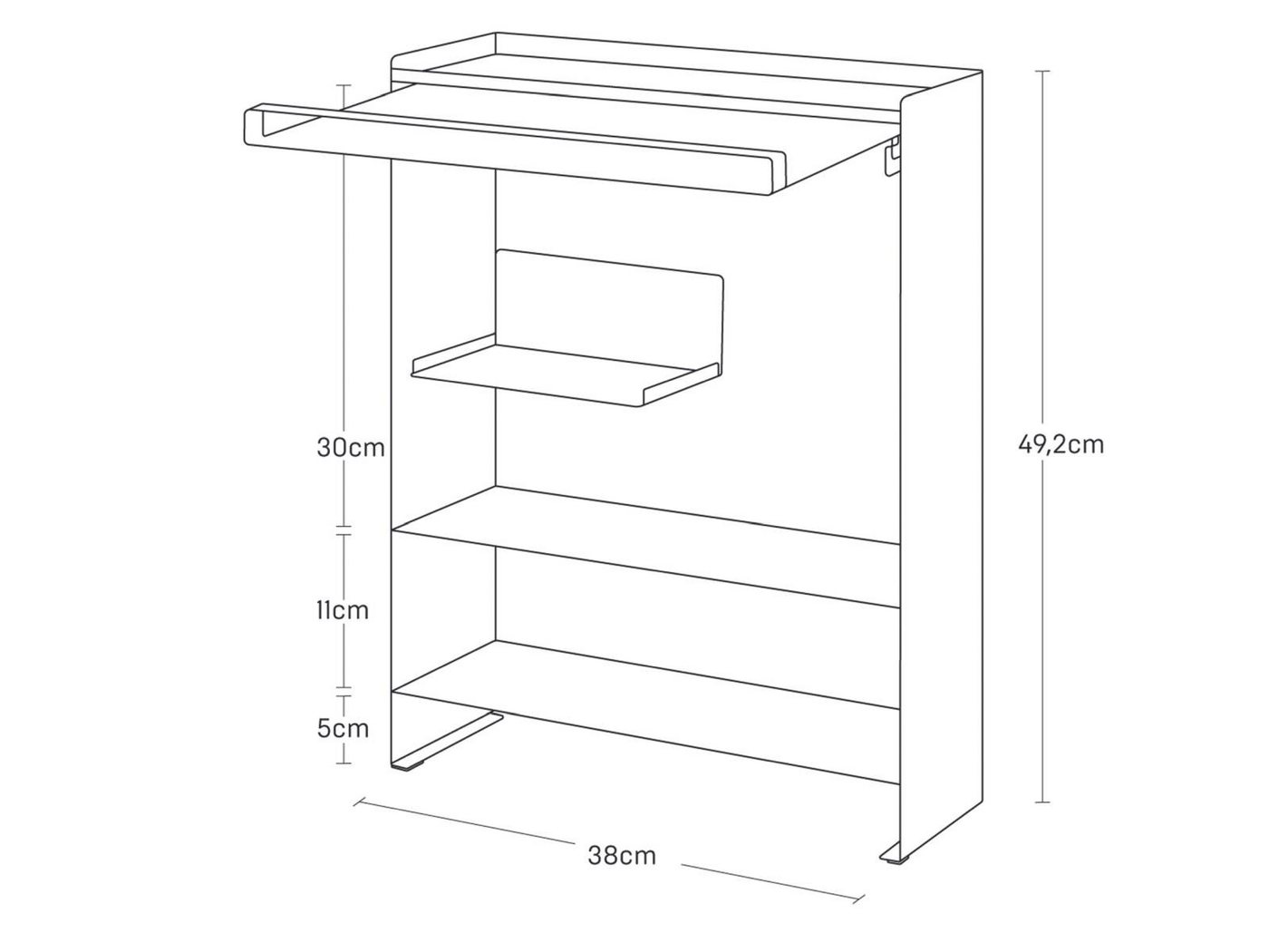 Yamazaki Küchenregal Tower Gewürzregal stehend Metall schmal mit 3 Ebenen und Ablage oben, platzsparend, als Gewürz- und Aufbewahrungsregal in der Küche, Metall Bild 3