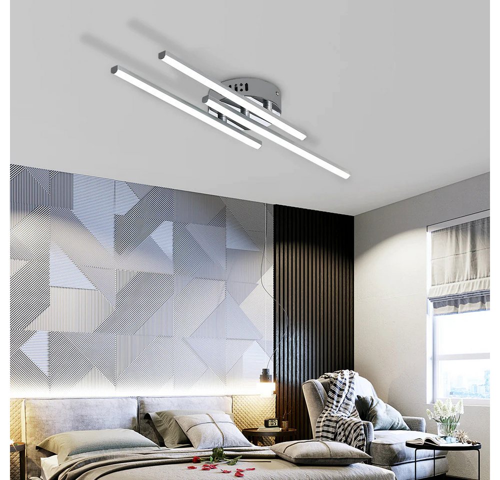 Riserva LED Deckenleuchte Moderne LED Deckenleuchte mit 3 Streifen Silber 18W 6000K Kaltweiß