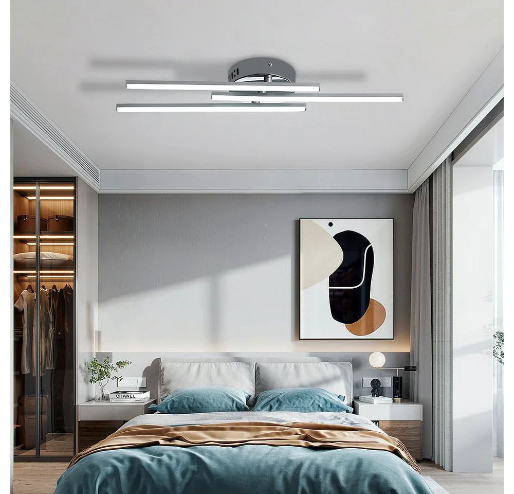 Riserva LED Deckenleuchte Moderne LED Deckenleuchte mit 3 Streifen Silber 18W 6000K Kaltweiß Bild 4