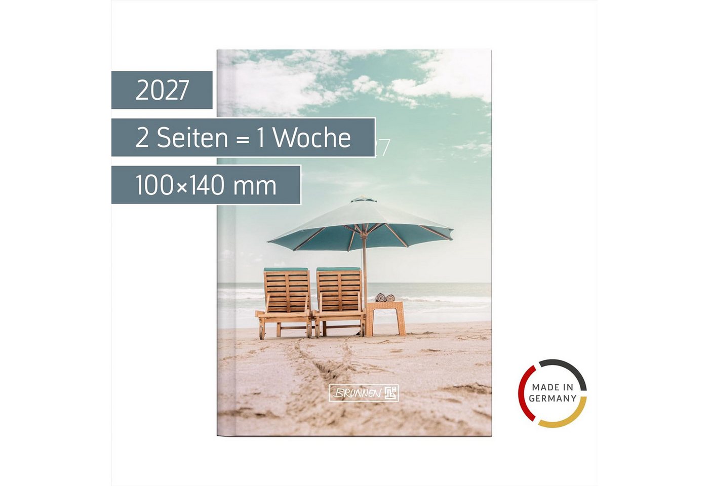 BRUNNEN Taschenkalender BRUNNEN 1073115027 Taschenkalender Mod. 731 2027 "Sunbeds" A6, Papier Bild 4