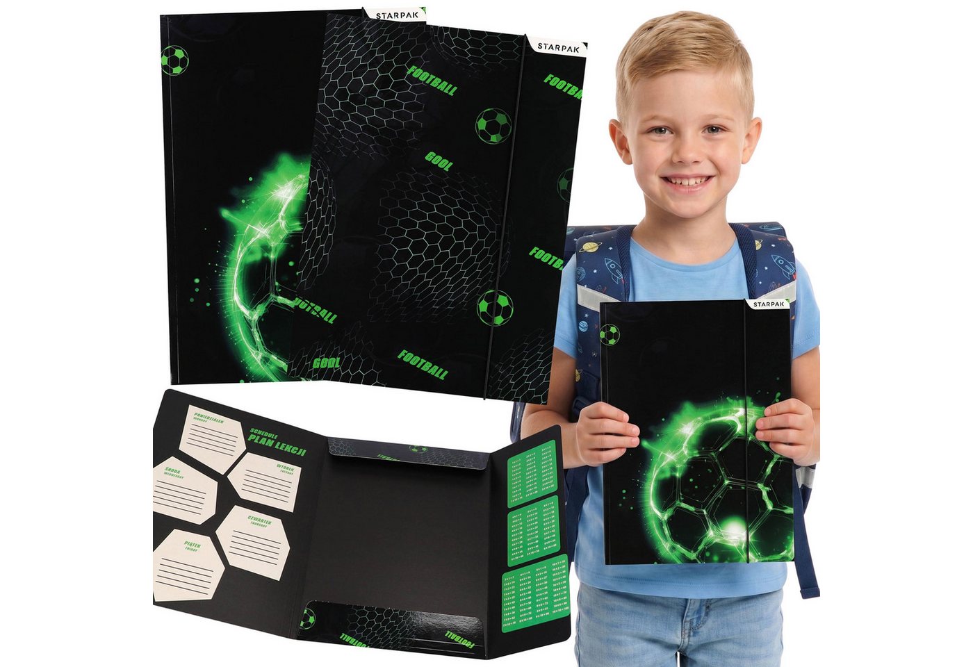 Sarcia.eu Konferenzmappe Fußball-Schulmappe A4 mit Gummiband für Jungen, Unterlagen Bild 3