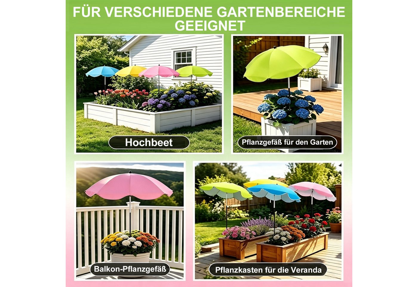 Mutig Sonnenschirm 2stk Pflanzenschirme für Outdoor Pflanzen, 103 cm Gartenpflanzenschirm, Sonnenschutz für Pflanzen, Topfpflanzen, Gartenbeete, großer Gartenschirm für Innenhöfe, Terrassen, Veranden, 60cm Pflanzenschirm, höhenverstellbar, Sonnenschutz für Pflanzen