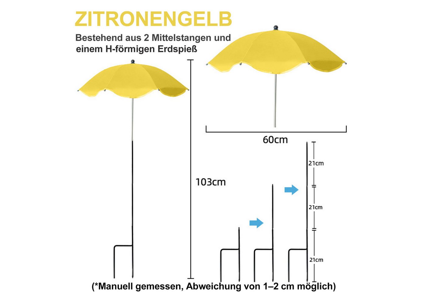 Mutig Sonnenschirm 2stk Pflanzenschirme für Outdoor Pflanzen, 103 cm Gartenpflanzenschirm, Sonnenschutz für Pflanzen, Topfpflanzen, Gartenbeete, großer Gartenschirm für Innenhöfe, Terrassen, Veranden, 60cm Pflanzenschirm, höhenverstellbar, Sonnenschutz für Pflanzen Bild 4