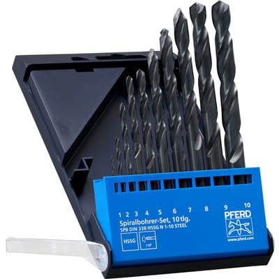 PFERD 25298001 - Spiralbohrer-Set 10-tlg. STEEL HSSG N DIN 338 universal