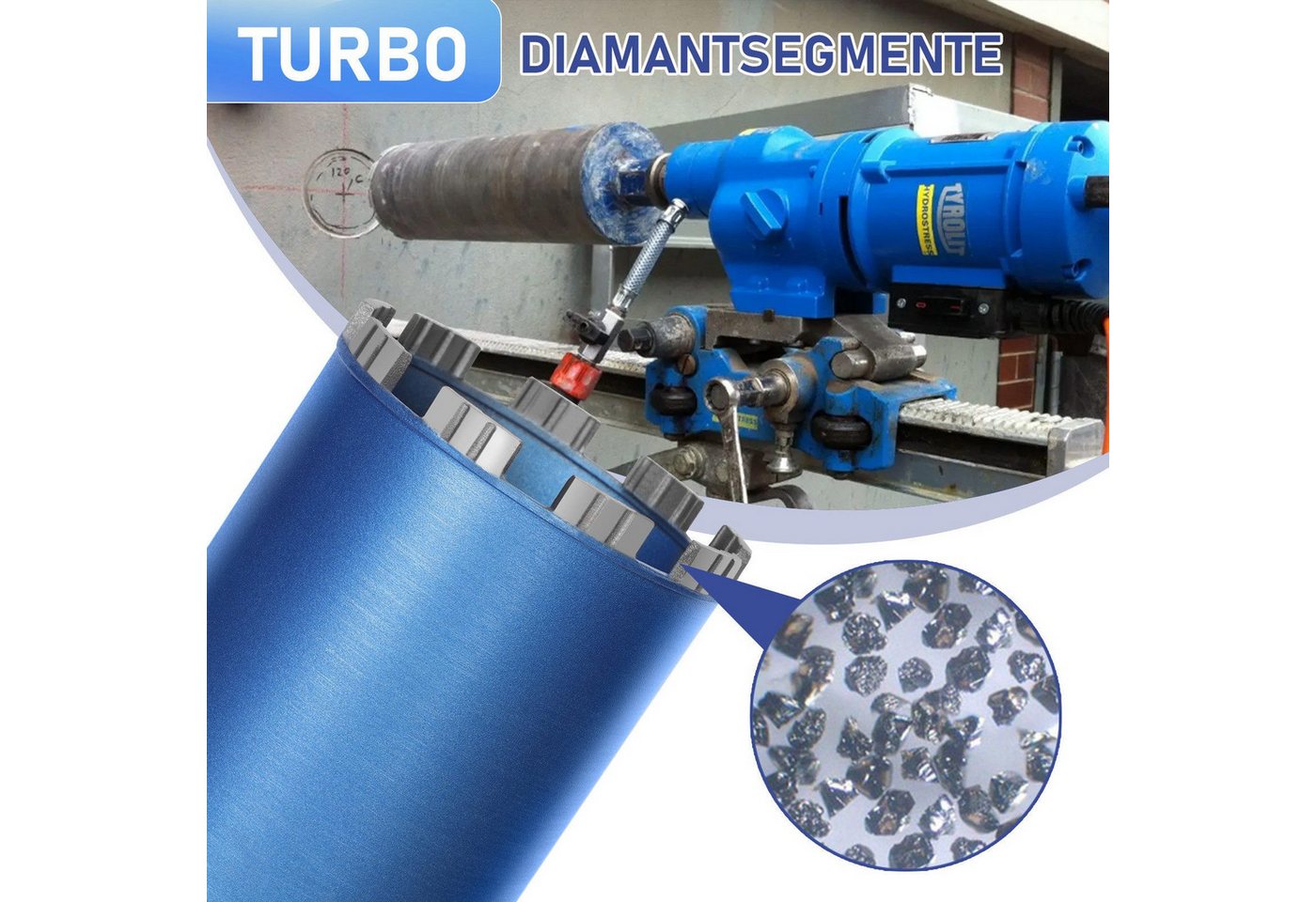 XERSEK Dosensenker Diamantbohrkrone Kernbohrer für Kernbohrgerät mit Turbo 1 1/4", Ø 92 mm, Bohrkrone Nassbohrkrone Trockenbohrkrone für Beton Bild 3