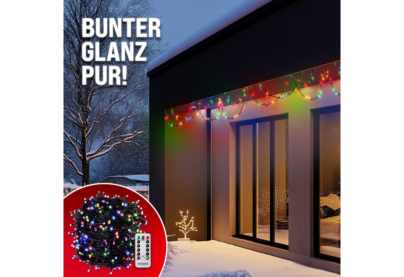 monzana Lichterkette, 200/400/600 LEDs warmweiß/kaltweiß/bunt Weihnachtsbaum Bild 3