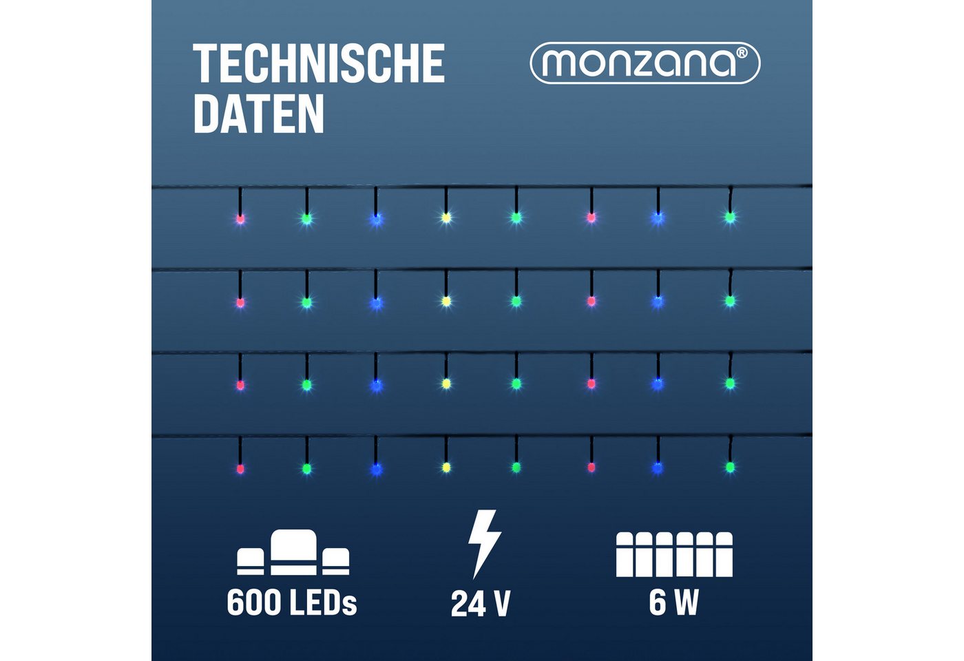 monzana Lichterkette, 200/400/600 LEDs warmweiß/kaltweiß/bunt Weihnachtsbaum Bild 4