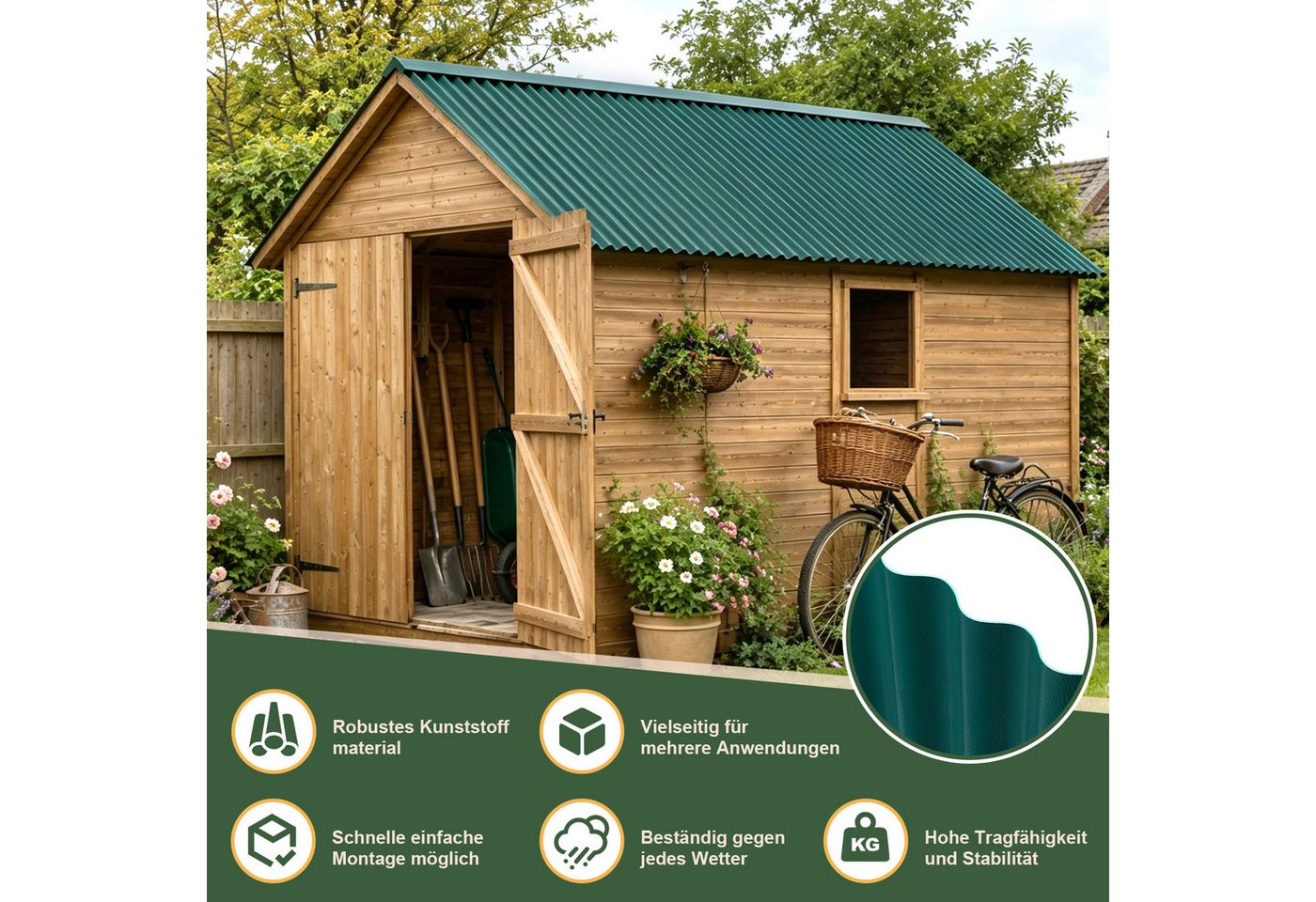 Clanmacy Wellplatte ASA Wellplatten 5er Set Dunkelgrün 117 x 93 cm 1,5 mm für Gartenhaus, (5-St) Bild 4