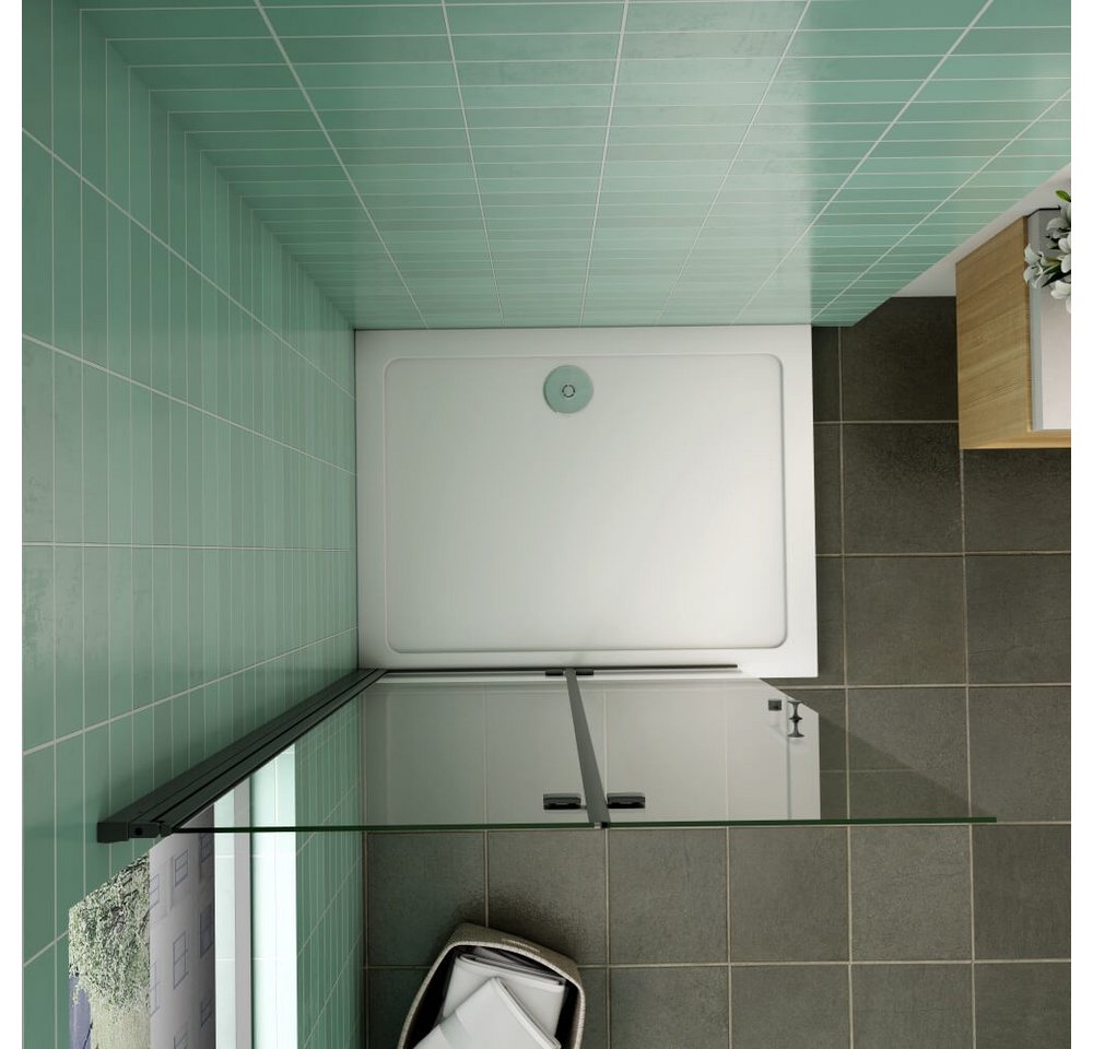 Duschparadies Dusch-Falttür H:195cm Schwarz Falttür Scharniertür Duschtür Duschabtrennung, 70x195 cm, Easyclean Sicherheitsglas, beidseitig montierbar Bild 3