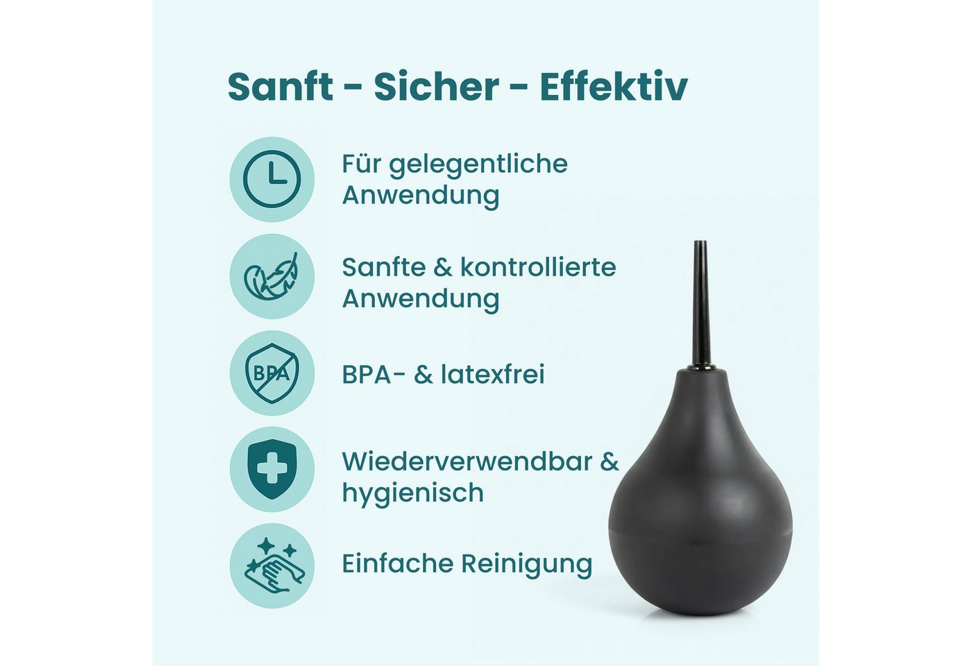MOVOJA Mobiles Bidet Klistierspritze 225 ml mit 3 Aufsätzen, Reinigungssystem, 225ml, Medizinischem Silikon, incl. 3 Attachments