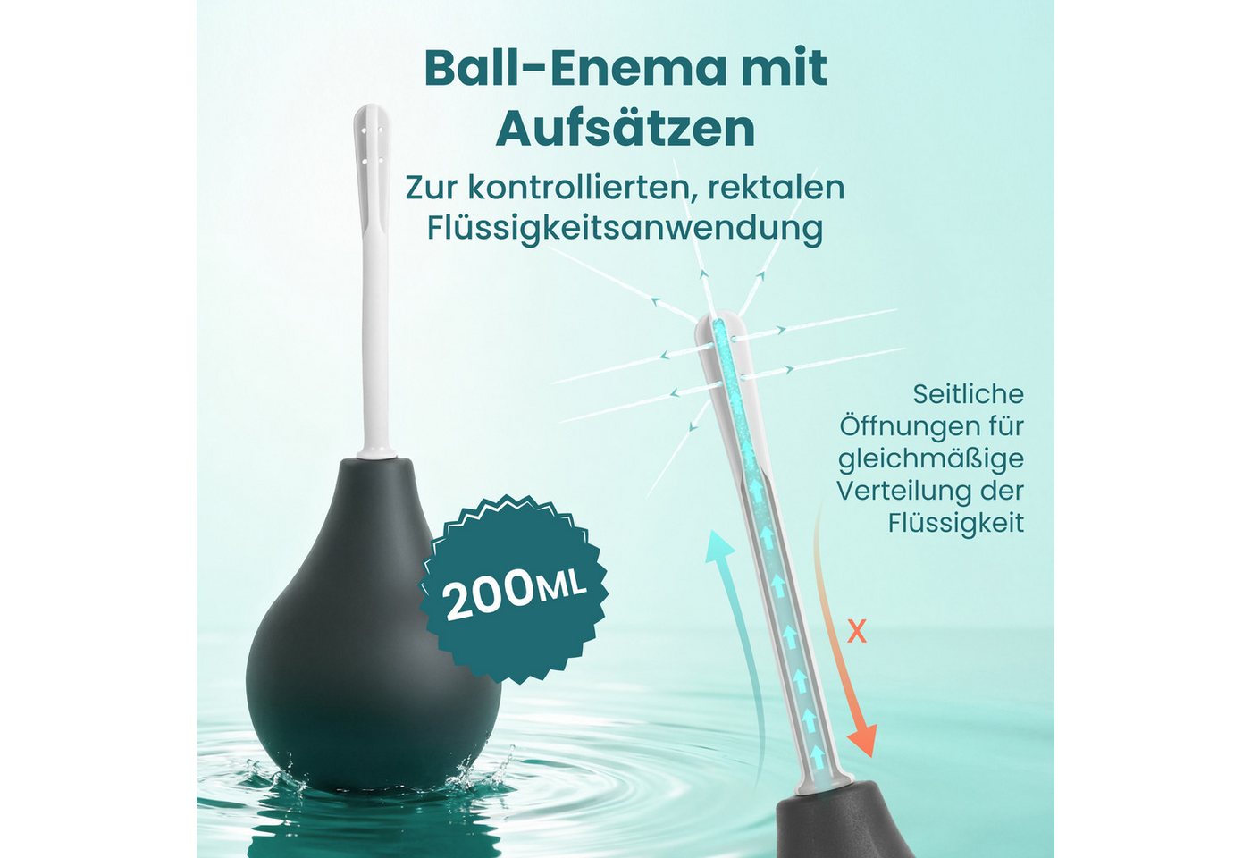 MOVOJA Mobiles Bidet Klistierspritze 225 ml mit 3 Aufsätzen, Reinigungssystem, 225ml, Medizinischem Silikon, incl. 3 Attachments Bild 2