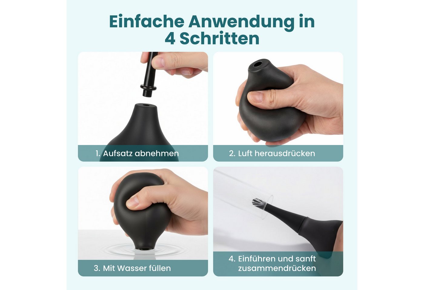 MOVOJA Mobiles Bidet Klistierspritze 225 ml mit 3 Aufsätzen, Reinigungssystem, 225ml, Medizinischem Silikon, incl. 3 Attachments Bild 3