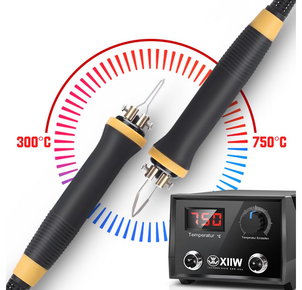 XIIW Kreativset 100W Brandmalerei Lötkolben Einstellbare Temperatur Brandstift, (0-750°C, Digitalanzeige, 33 * Stiftköpfe, für Holz, 42-tlg., Leder, Gravieren, Skulptur, 41tlg, Brandmalstation), Pyrographie Holzverbrennungs