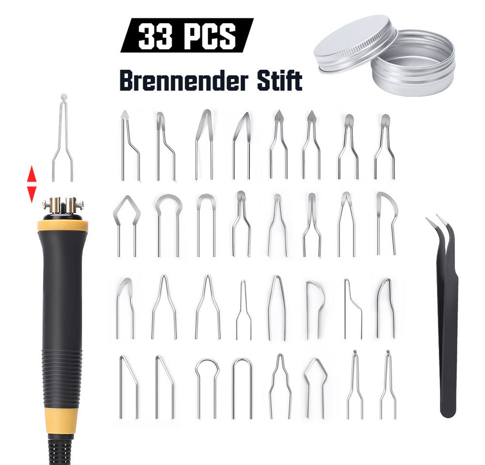 XIIW Kreativset 100W Brandmalerei Lötkolben Einstellbare Temperatur Brandstift, (0-750°C, Digitalanzeige, 33 * Stiftköpfe, für Holz, 42-tlg., Leder, Gravieren, Skulptur, 41tlg, Brandmalstation), Pyrographie Holzverbrennungs Bild 3