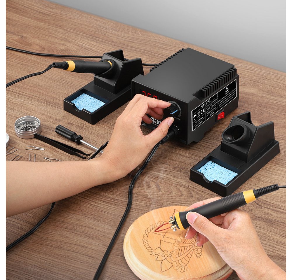 XIIW Kreativset 100W Brandmalerei Lötkolben Einstellbare Temperatur Brandstift, (0-750°C, Digitalanzeige, 33 * Stiftköpfe, für Holz, 42-tlg., Leder, Gravieren, Skulptur, 41tlg, Brandmalstation), Pyrographie Holzverbrennungs Bild 5