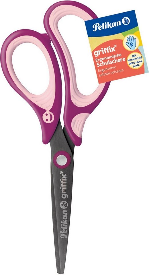 Pelikan Papierscheren Schulschere griffix SweetBerry Rechtshänder Spitz 15cm (3 Stück)