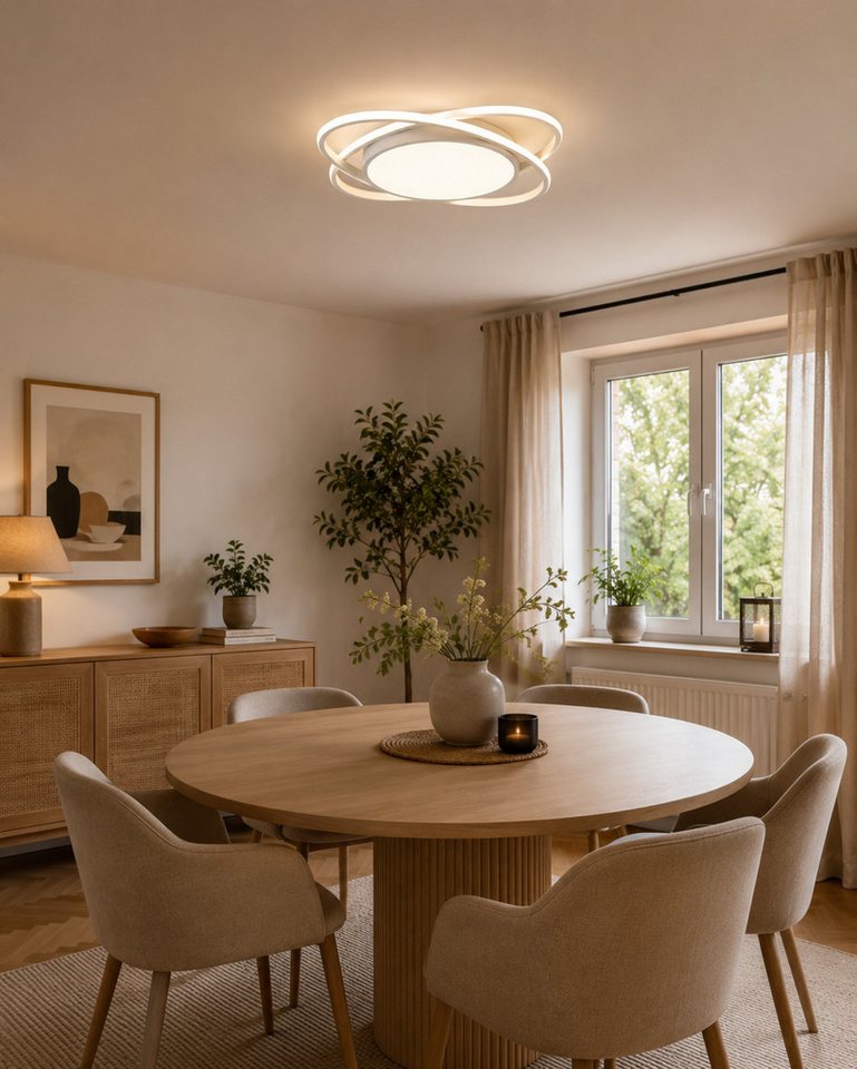 Fyrove Deckenleuchten Deckenlampe Wohnzimmer 53cm mit stufenlos dimmbarer Farbtemperatur, 62W3000-6500k, LED fest integriert, Modern Runde Wohnzimmer Schlafzimmer Arbeitszimmer Esszimmer Dekoration Lampen, Mit Speicherfunktion.Lichtfarbe- und Helligkeit einstellbar
