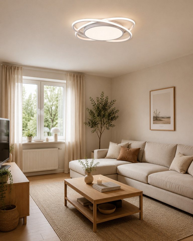 Fyrove Deckenleuchten Deckenlampe Wohnzimmer 53cm mit stufenlos dimmbarer Farbtemperatur, 62W3000-6500k, LED fest integriert, Modern Runde Wohnzimmer Schlafzimmer Arbeitszimmer Esszimmer Dekoration Lampen, Mit Speicherfunktion.Lichtfarbe- und Helligkeit einstellbar Bild 4