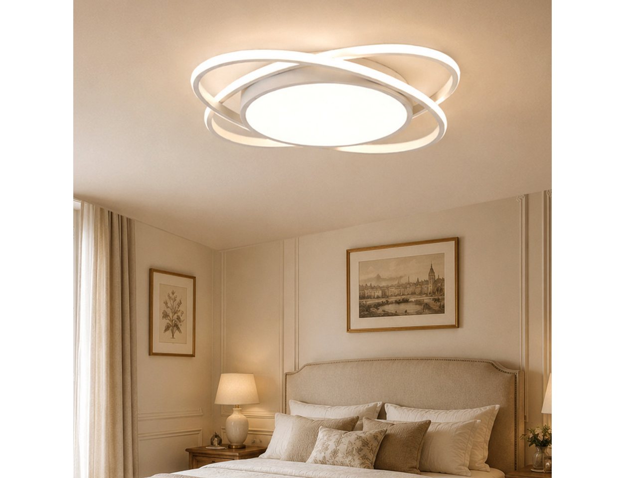 Fyrove Deckenleuchten Deckenlampe Wohnzimmer 53cm mit stufenlos dimmbarer Farbtemperatur, 62W3000-6500k, LED fest integriert, Modern Runde Wohnzimmer Schlafzimmer Arbeitszimmer Esszimmer Dekoration Lampen, Mit Speicherfunktion.Lichtfarbe- und Helligkeit einstellbar Bild 5