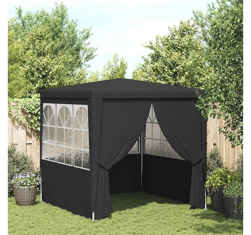 furnicato Partyzelt Anthrazit 2,5x2,5x2,4 m mit UV- und wasserbeständigem, Wetterfestes Gartenpavillon mit Seitenwänden und Reißverschluss-Tür Bild 2