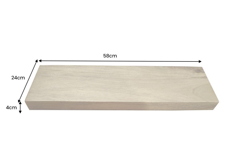 riess-ambiente Wandregal PURE 60cm beige – Mango-Massivholz, Holzmaserung, Steckregal, Einzelartikel 1-tlg., Schweberegal für Bücher & Deko – ideal für Wohn- oder Schlafräume