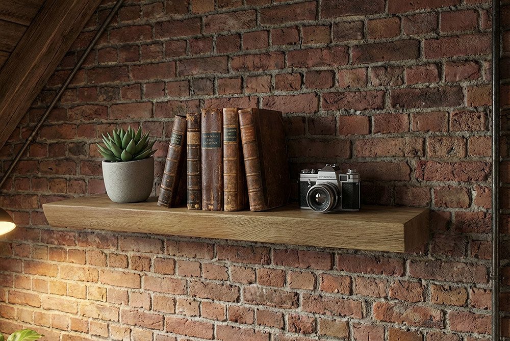 riess-ambiente Wandregal PURE 60cm beige – Mango-Massivholz, Holzmaserung, Steckregal, Einzelartikel 1-tlg., Schweberegal für Bücher & Deko – ideal für Wohn- oder Schlafräume Bild 4
