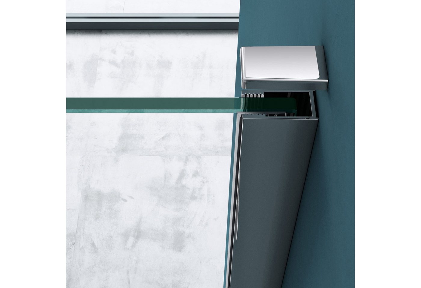 Mai & Mai Grossraumdusche U-Form Duschkabine aus 8 mm ESG mit Nano-Beschichtung R66UK, BxT: 90x80 cm, Sicherheitsglas nach DIN EN 12150-1 und DIN EN 14428 Bild 2