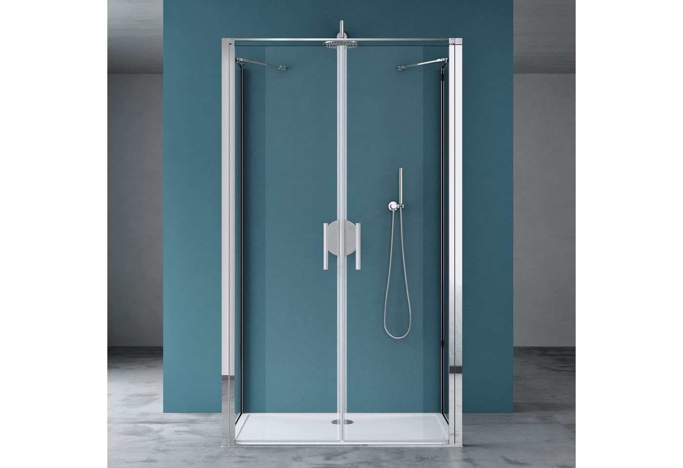Mai & Mai Grossraumdusche U-Form Duschkabine aus 8 mm ESG mit Nano-Beschichtung R66UK, BxT: 90x80 cm, Sicherheitsglas nach DIN EN 12150-1 und DIN EN 14428 Bild 4