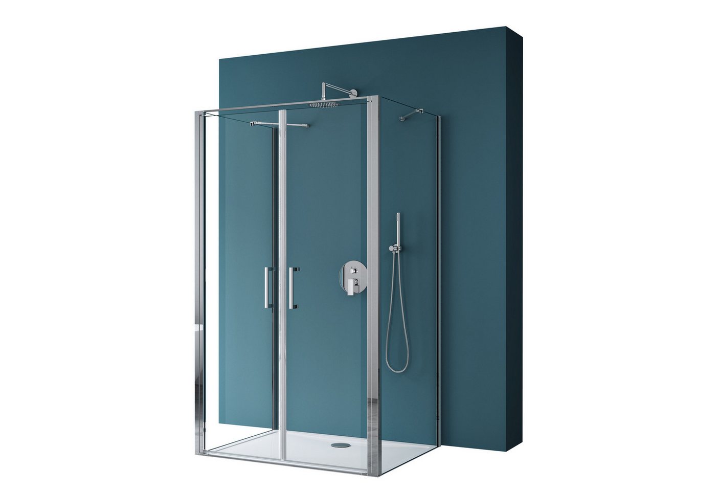 Mai & Mai Grossraumdusche U-Form Duschkabine aus 8 mm ESG mit Nano-Beschichtung R66UK, BxT: 90x80 cm, Sicherheitsglas nach DIN EN 12150-1 und DIN EN 14428 Bild 5