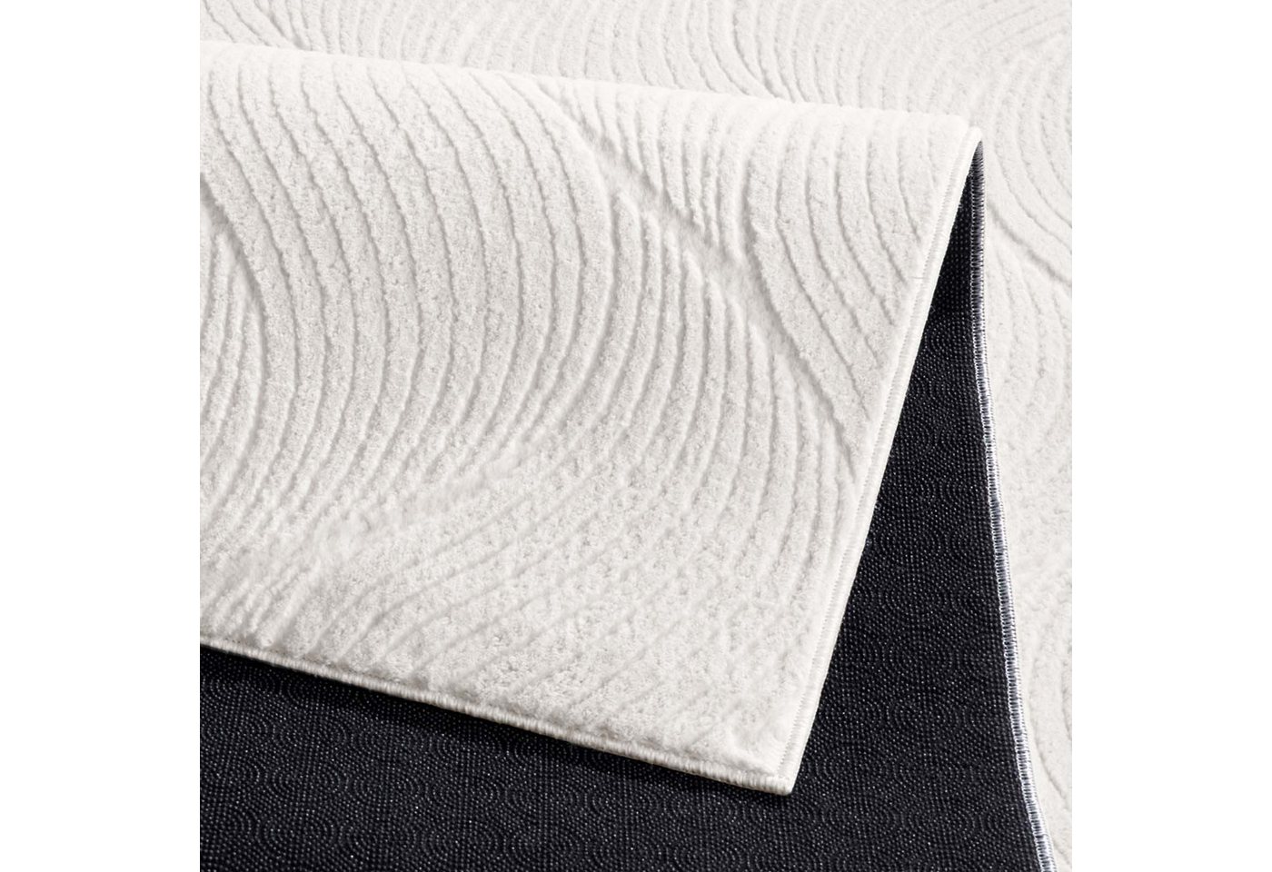 TaCa Home Teppich Kurzflor Teppich Hasenfell Optik, rund, Höhe: 10 mm, Wohnzimmer, Kinderzimmer, Esszimmer, Shell Creme - 80 x 80 cm rund Bild 2