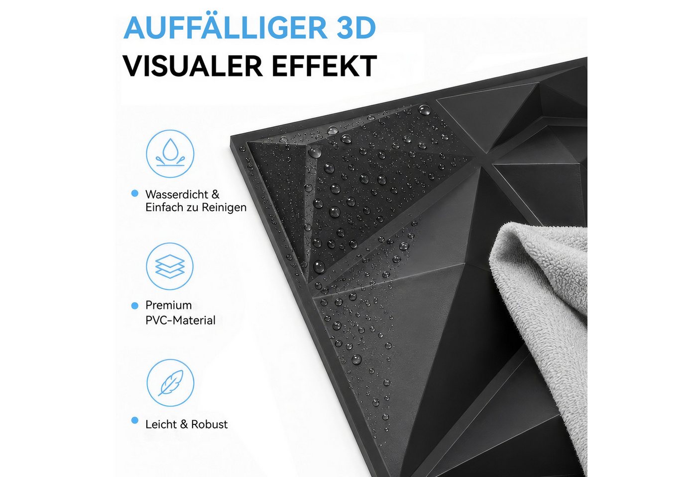 BlingBin 3D Wandpaneel 20 Stück 3D Wandpaneele Selbstklebend Steinoptik, BxL: 30x30 cm, 0,09 qm, (20 Stück, 20-tlg., 30 × 30 cm, 3D Paneele PVC Platte) Wandaufkleber für Innenwanddekoration, für Möbel Wandtür