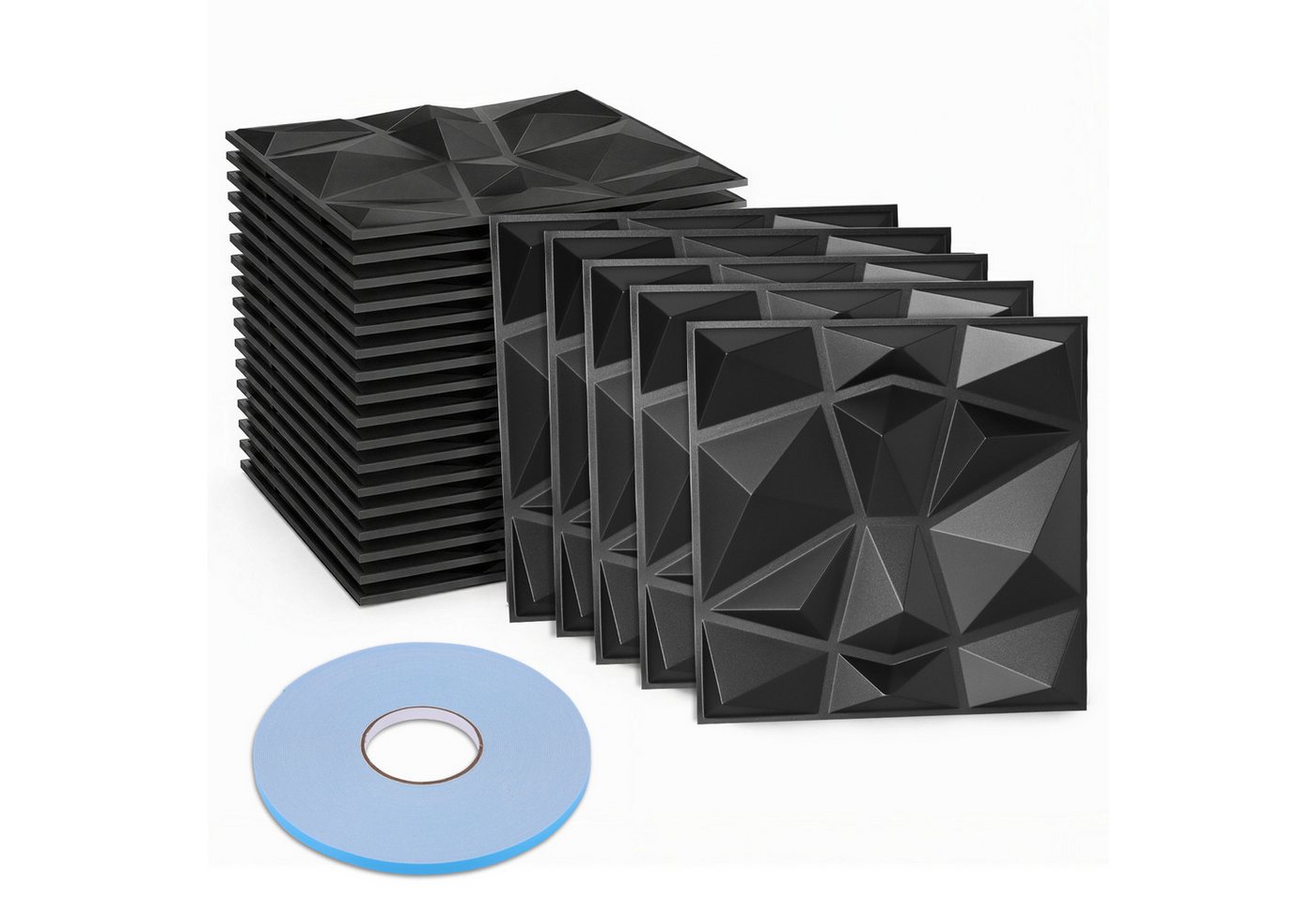 BlingBin 3D Wandpaneel 20 Stück 3D Wandpaneele Selbstklebend Steinoptik, BxL: 30x30 cm, 0,09 qm, (20 Stück, 20-tlg., 30 × 30 cm, 3D Paneele PVC Platte) Wandaufkleber für Innenwanddekoration, für Möbel Wandtür Bild 3