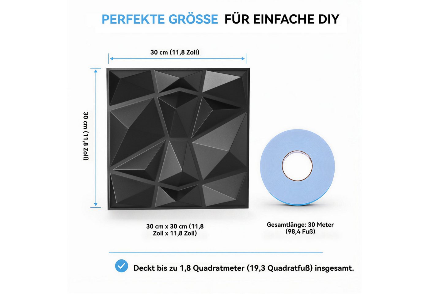 BlingBin 3D Wandpaneel 20 Stück 3D Wandpaneele Selbstklebend Steinoptik, BxL: 30x30 cm, 0,09 qm, (20 Stück, 20-tlg., 30 × 30 cm, 3D Paneele PVC Platte) Wandaufkleber für Innenwanddekoration, für Möbel Wandtür Bild 5