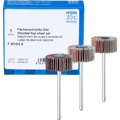 PFERD 44498030 - Fächerschleifer-Set Korund Ø20x10mm Schaft-Ø3mm A 80,120 und 180