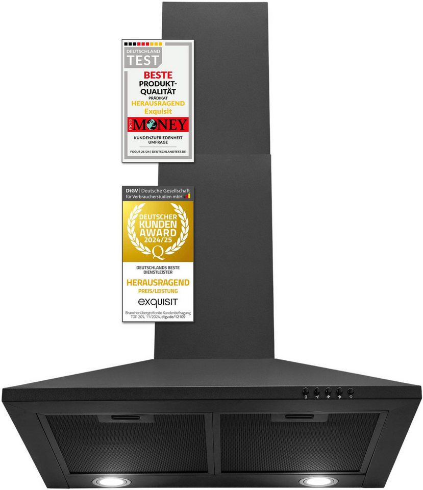 exquisit Wandhaube KH 60-8.3 (sw) Pyramidenförmige Haube – stilvoll & flexibel mit LED-Beleuchtung Bild 4