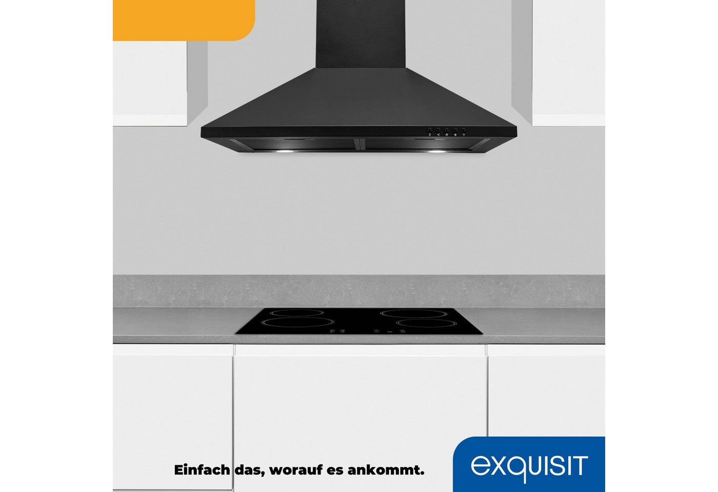 exquisit Wandhaube KH 60-8.3 (sw) Pyramidenförmige Haube – stilvoll & flexibel mit LED-Beleuchtung Bild 5