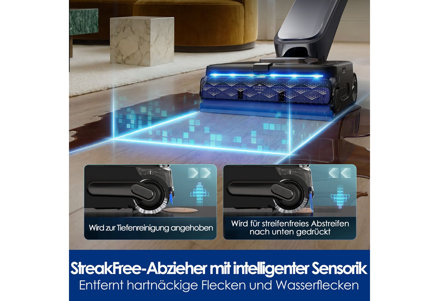 Tineco Nass-Trocken-Sauger FLOOR ONE Station S9 Scientist mit 5L Frischwasser-Station, 25.000 Pa, 180 W, 110°C Heißluft-Trocknung, 70 Min Laufzeit, 60°C Heißwasser Reinigung Bild 5