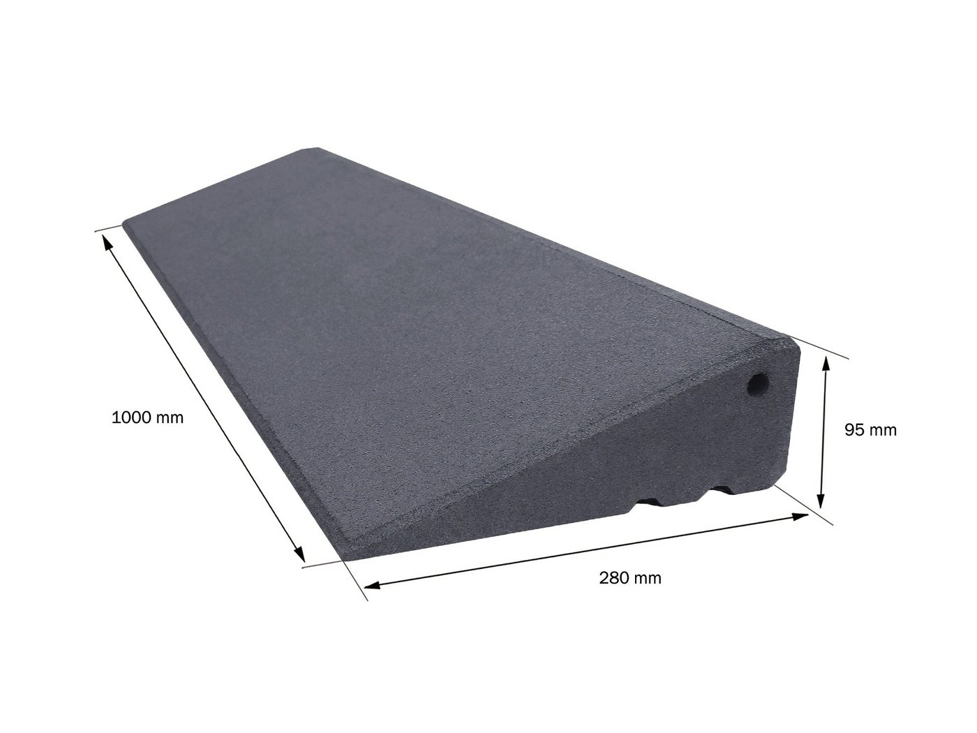 RO-FLEX Auffahrrampe Rampe Pro 95 mm hoch aus Gummigranulat LxBxH 1000 x 280 x 95 mm
