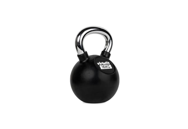 VirtuFit Kettlebell VirtuFit Kettlebell Pro 16 kg aus Gusseisen mit Gummi und Chromgriff