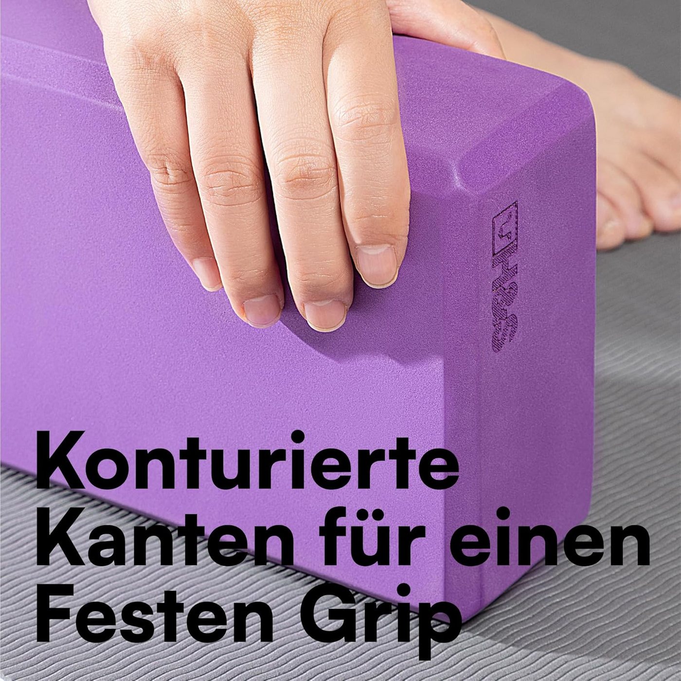 H&S Yogablock H&S 2er Yoga Block Set aus Schaumstoff, blau und lila