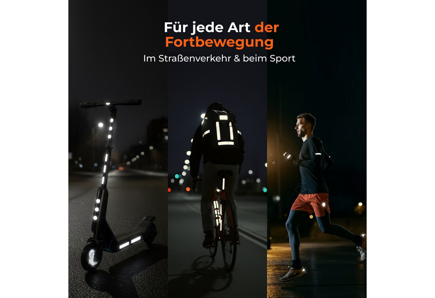 MOVOJA Fahrradreflektor 21 Reflektor Sticker, 5 Größen für Kleidung, Fahrrad & Kinderwagen, (Set, 21 St., 21pcs, 5 Größen und Formen, Reflektor, wasserfest), Wasserfest, Reflektor Bild 3