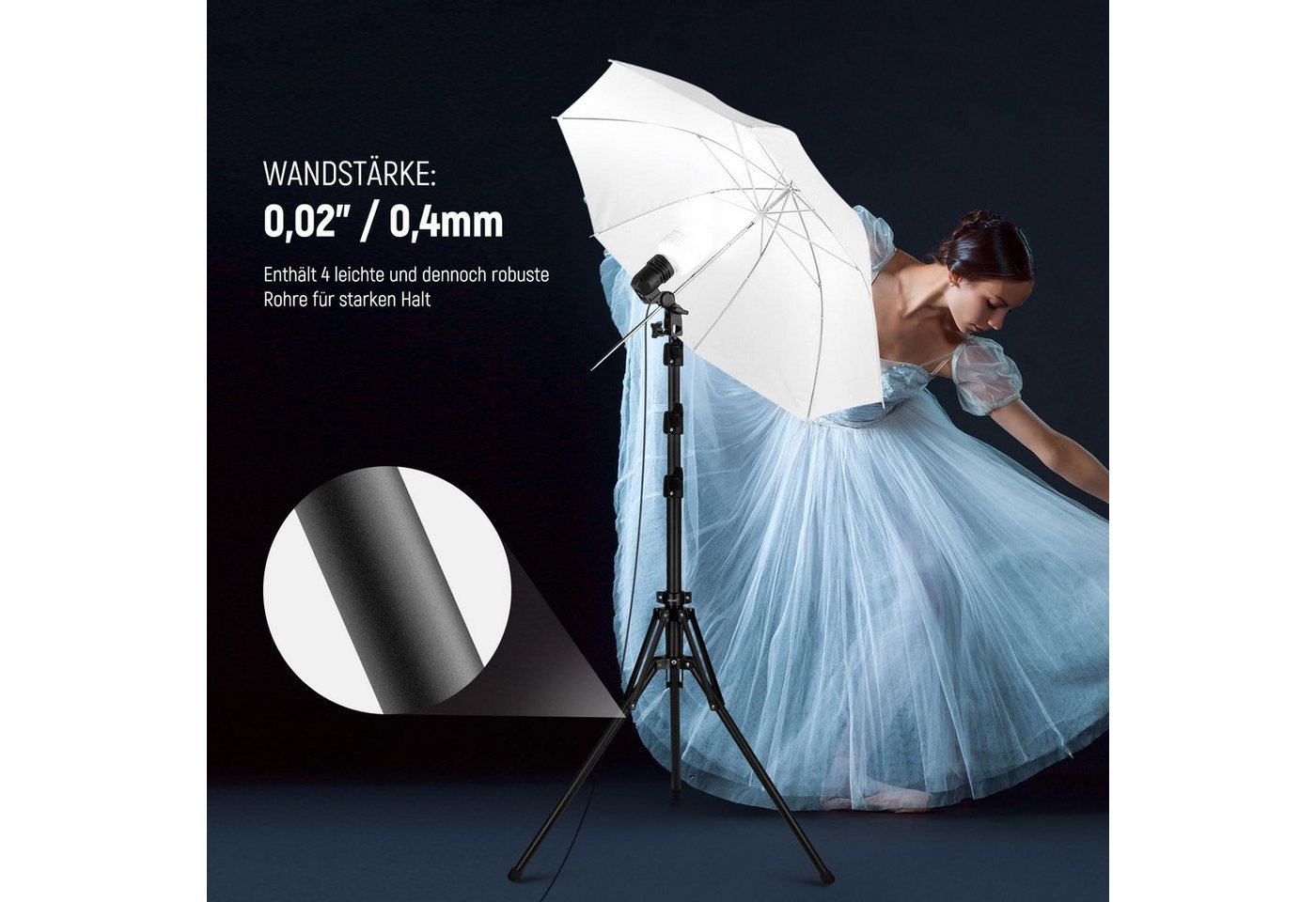 Neewer ST178B Lichtstativ 178cm, 180° umkehrbar, für Innen/Außen Fotografie Lampenstativ (hohenverstellbar von 48 bis 178 cm, 1/4" Schraube und 5/8" Bolzen) Bild 4