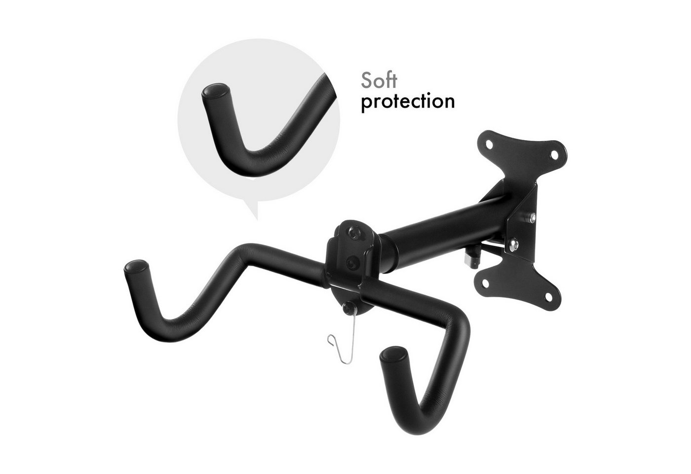 Maclean Fahrradhalter MC-484 verstellbarer Wandfahrradträgerhaken aus Stahl, klappbar (3-tlg), bis 30 kg, platzsparend für Garage, Keller & Wohnung