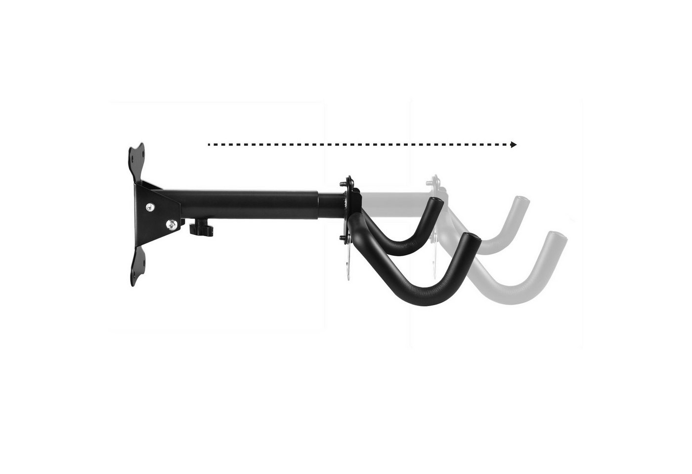 Maclean Fahrradhalter MC-484 verstellbarer Wandfahrradträgerhaken aus Stahl, klappbar (3-tlg), bis 30 kg, platzsparend für Garage, Keller & Wohnung Bild 5