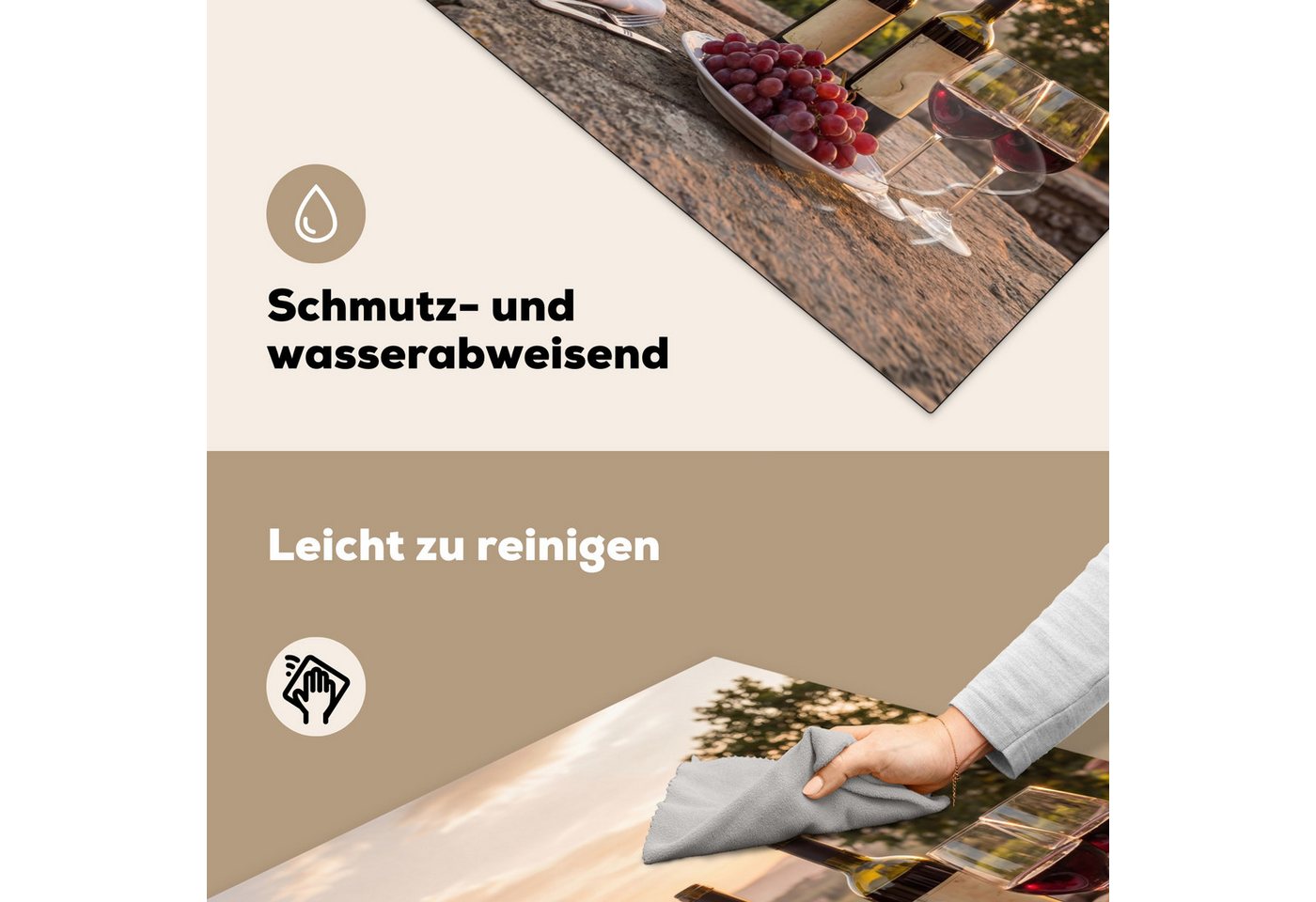 MuchoWow Herd-Abdeckplatte Wein - Gläser - Trauben - Weinberg, Vinyl, (1 tlg), Küche Herdabdeckung Ceranfeld Induktionsfeld Vinyl, 60x60 cm Bild 2