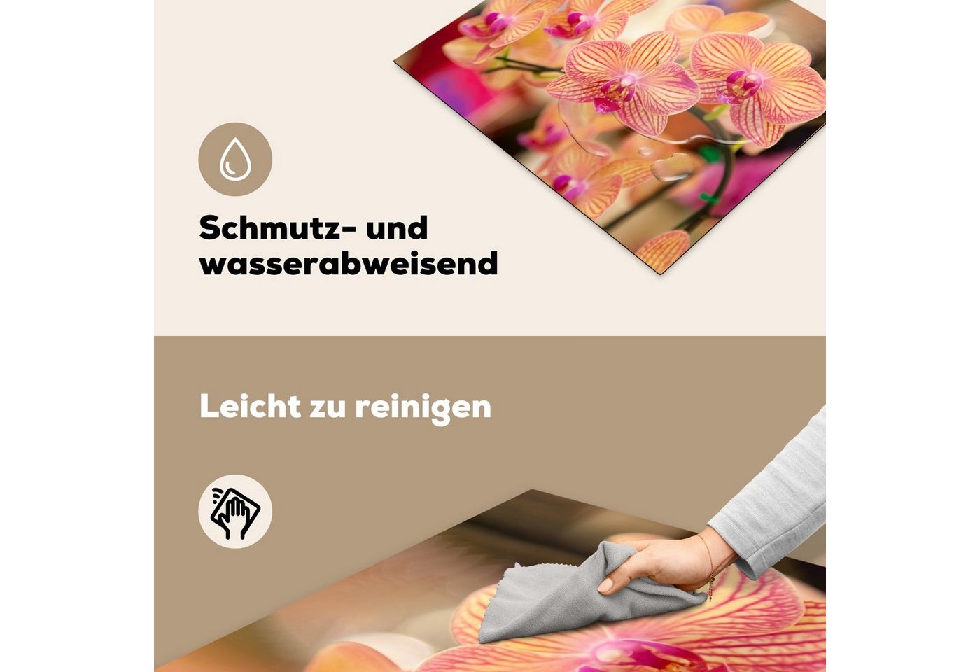 MuchoWow Herd-Abdeckplatte Pflanze - Orchidee - Blumen - Rosa - Flora, Vinyl, (1 tlg), Ceranfeldabdeckung Küche, Herdabdeckplatte Einteilig, 59x51 cm Bild 3