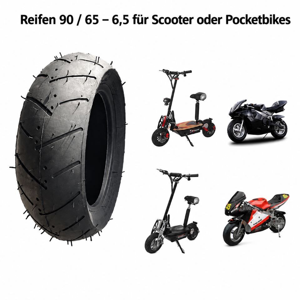 FunSport-Factory Ersatzrad Reifen 90/65-6.5 für E-Scooter & Pocketbike, Straßenprofil, 90/65-6.5, 6,5 Zoll Bild 4