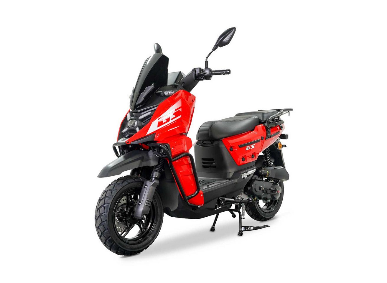 Burnout Motorroller GS-50 Rot 50 ccm, 50 ccm, 45 km/h, Euro 5, Sturzbügel, Nebelscheinwerfer, LED Display, USB Ladedose, Gepäckträger